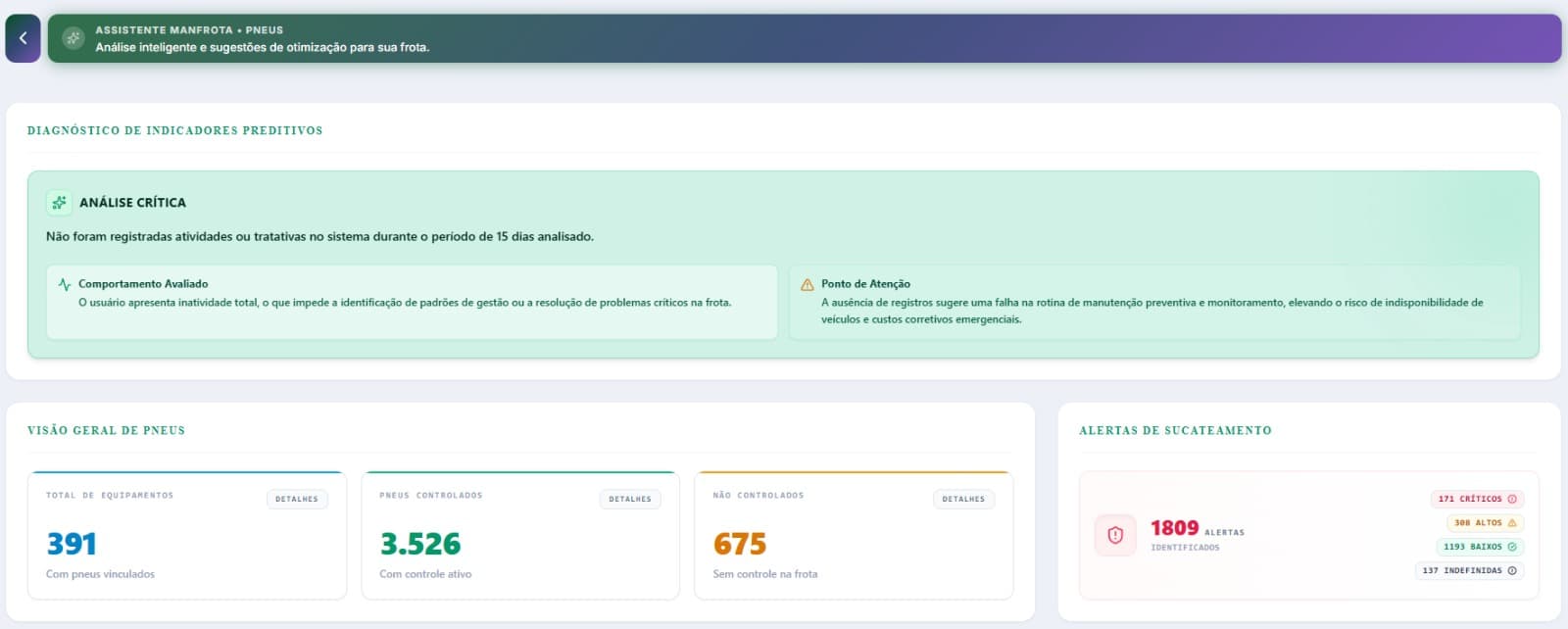 Visão geral do assistente virtual de pneus