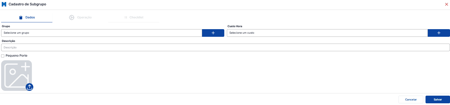 Cadastro de subgrupo